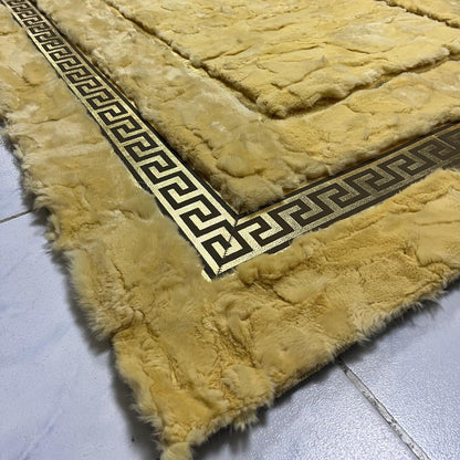 Yellow Rabbit Fur Rug,Yellow With Gold Rabbit Fur Rug,Fluffy Rug,Soft Area Rug,Shaggy  Rug ,Rug for Living Room,Wool Rug,Rabbit Fur Carpet